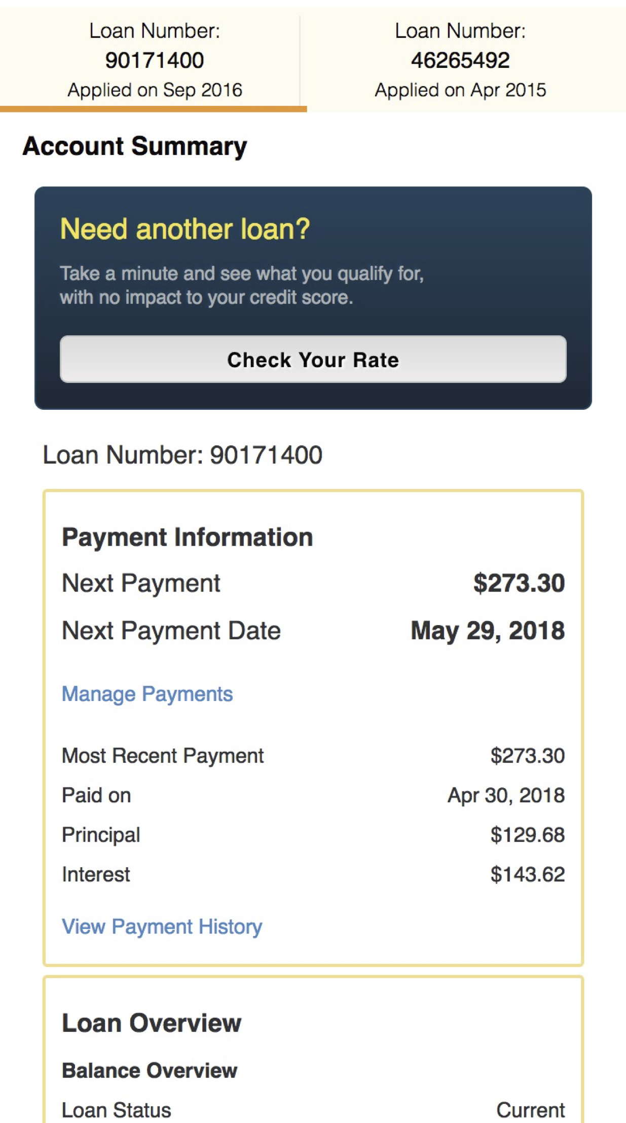 Account Summary Mobile, 2017